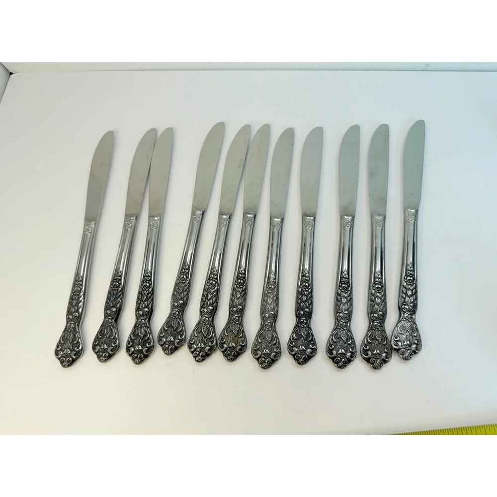 Versailles Dinner Knives Stainless by MSI Japan Set Of 11 Floral Crafting